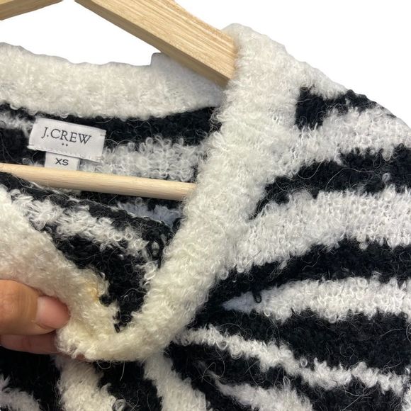 J. Crew Womens XS Sweater Wool Alpaca Blend Zebra Print Crewneck Long Sleeve - Picture 9 of 10